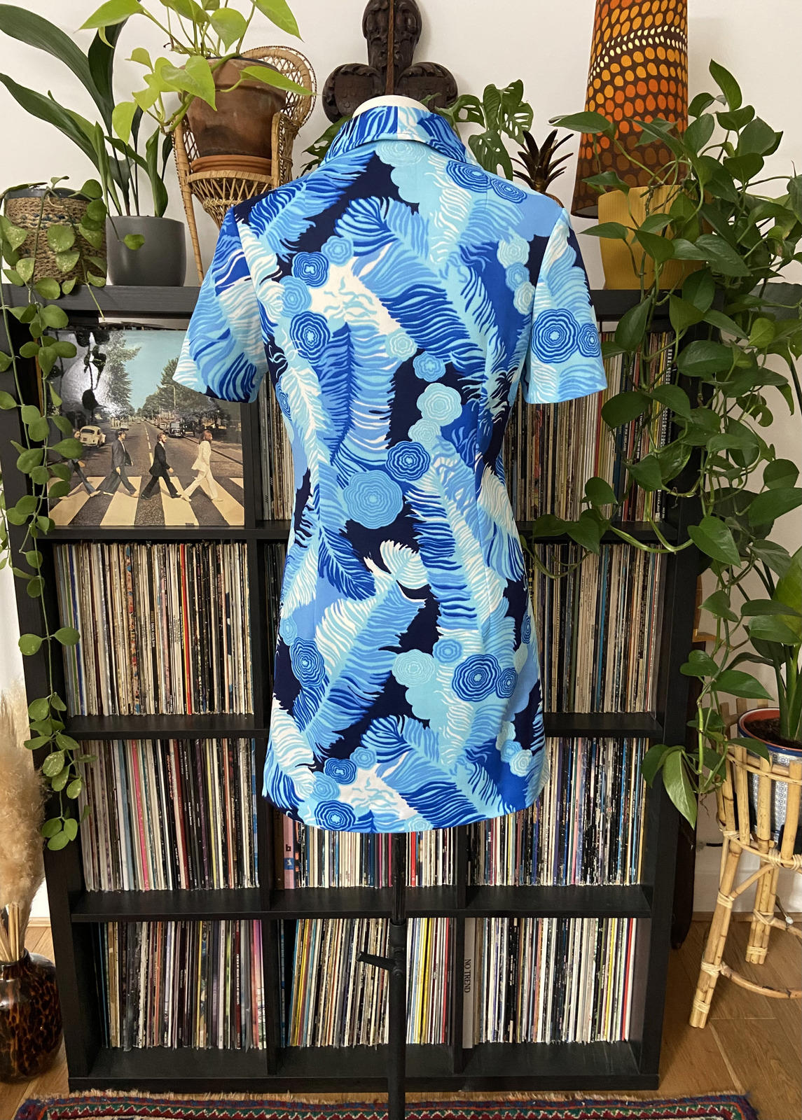 Vintage 1960s Blue Beagle Collar Mini Dress