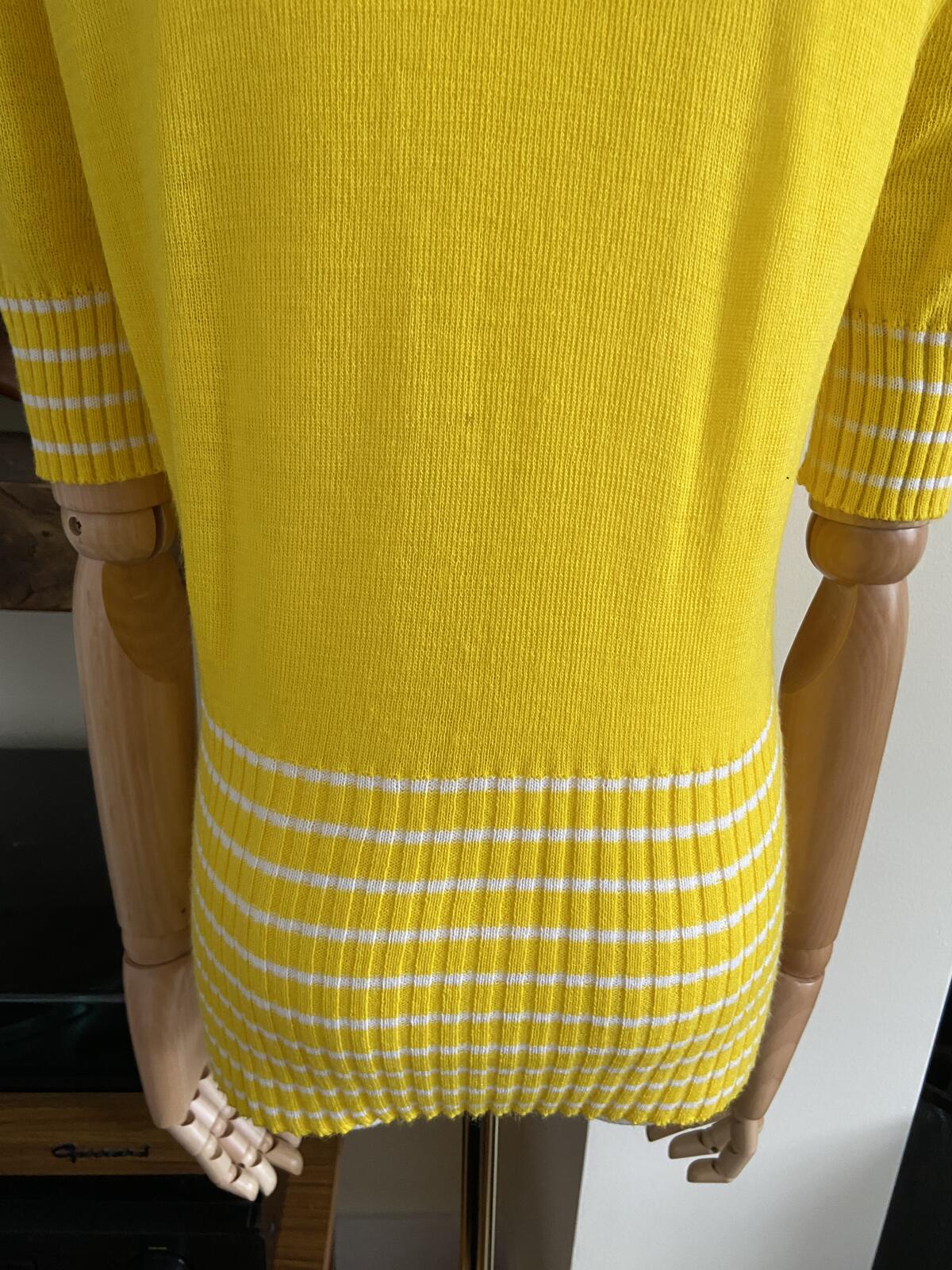 Vintage 1970s Yellow White Striped Knit Top