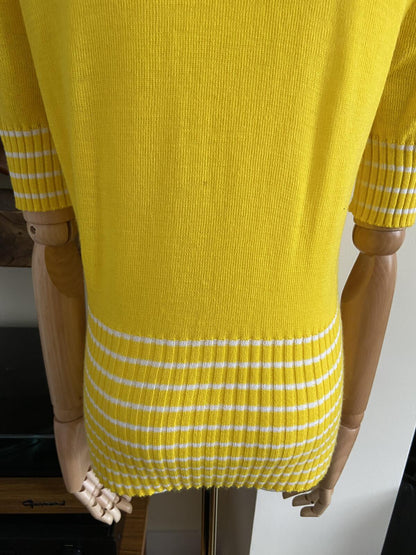 Vintage 1970s Yellow White Striped Knit Top