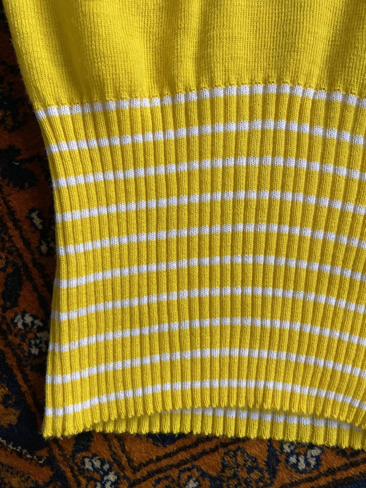 Vintage 1970s Yellow White Striped Knit Top