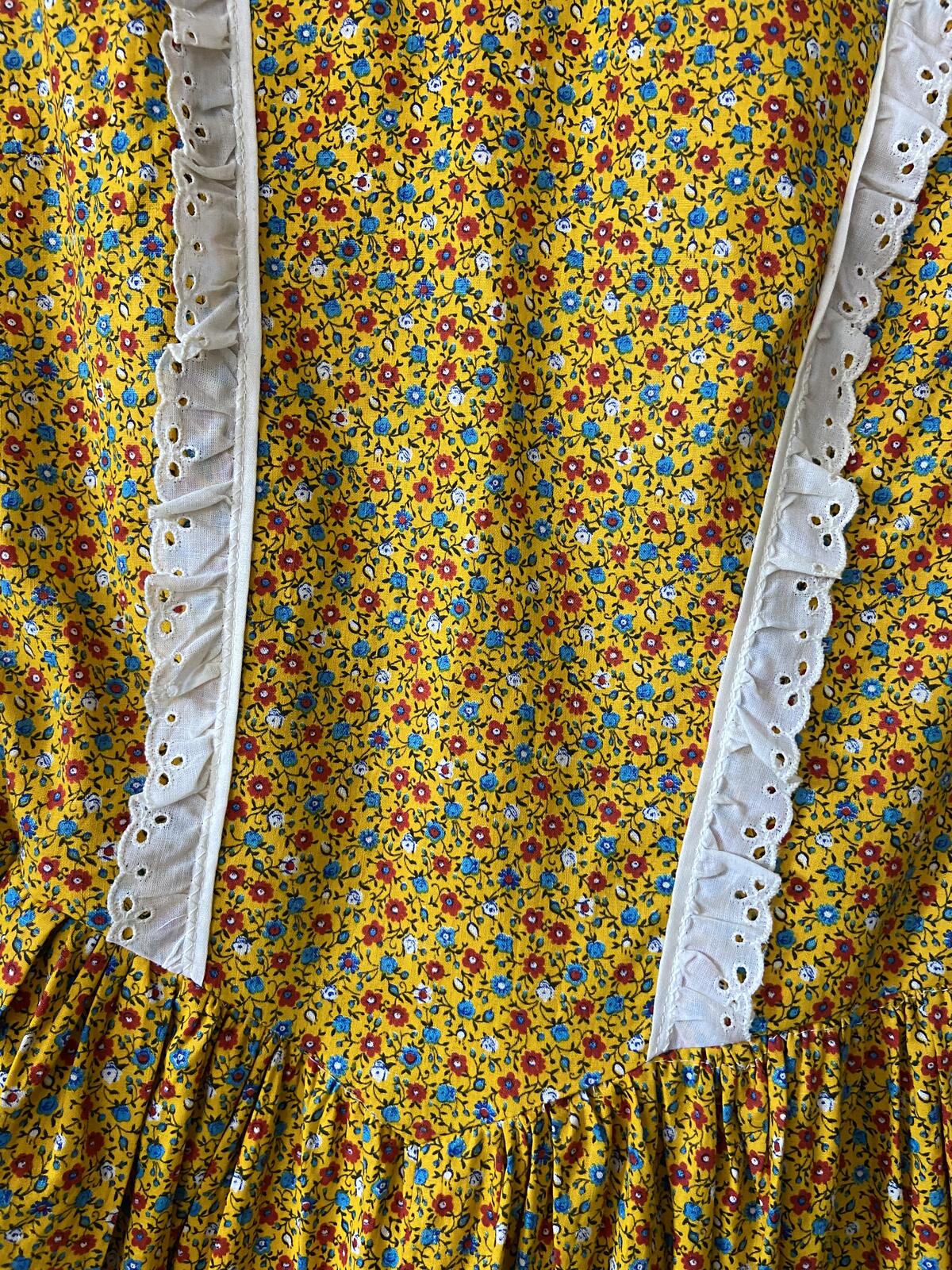 Vintage 1970s Homemade Yellow Prairie Dress