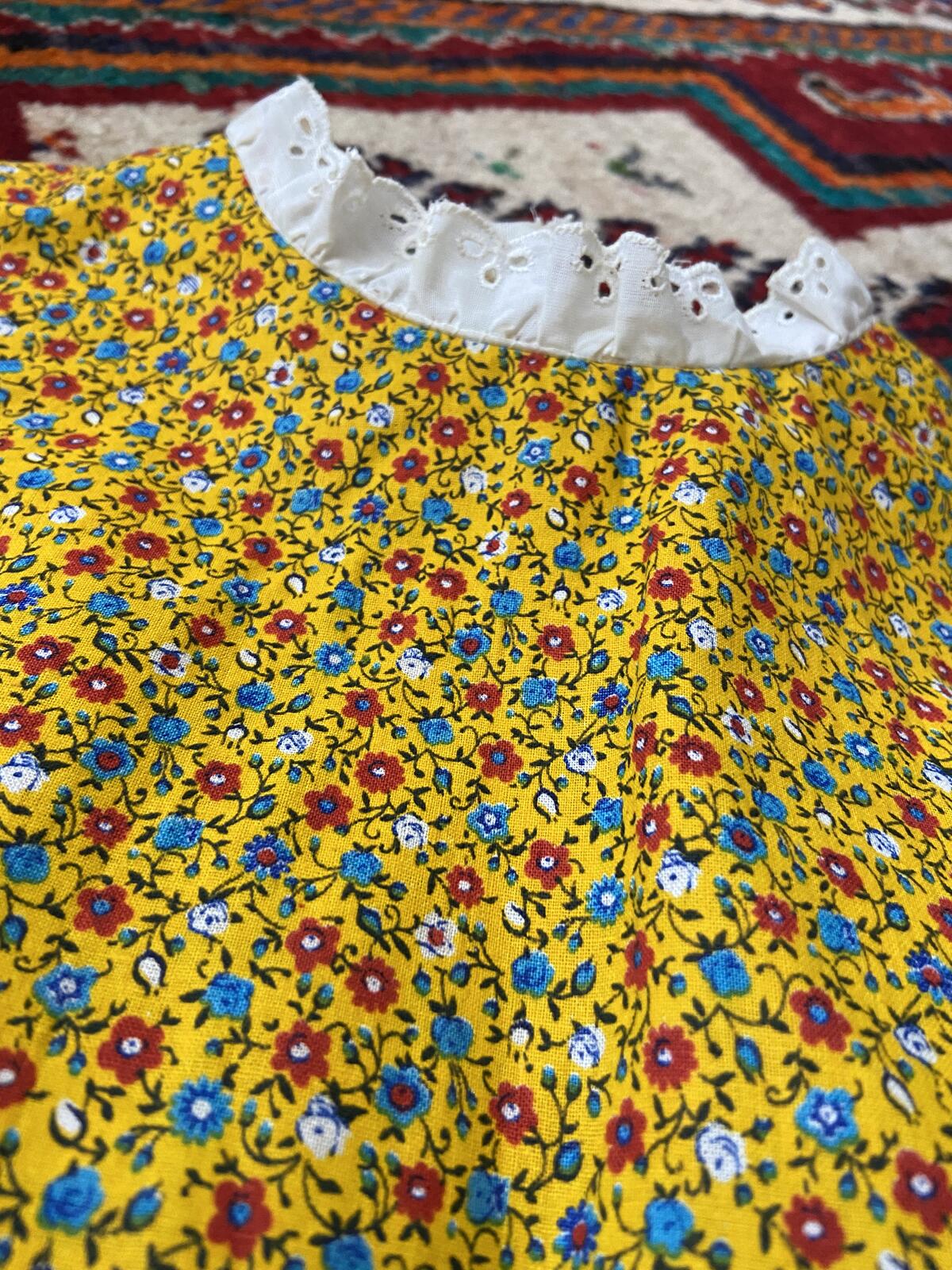 Vintage 1970s Homemade Yellow Prairie Dress