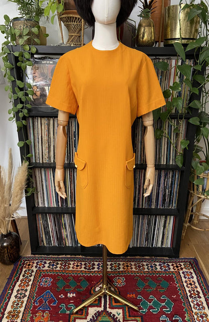 Vintage 1960s Yellow Mod Shift Dress