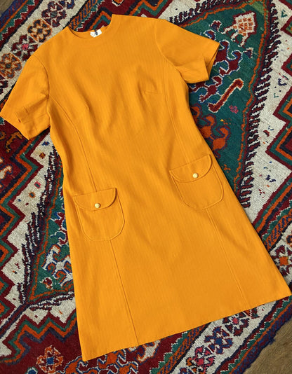 Vintage 1960s Yellow Mod Shift Dress