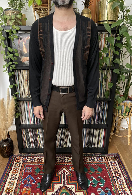 Vintage 1980s Black & Brown Crocodile Cardigan