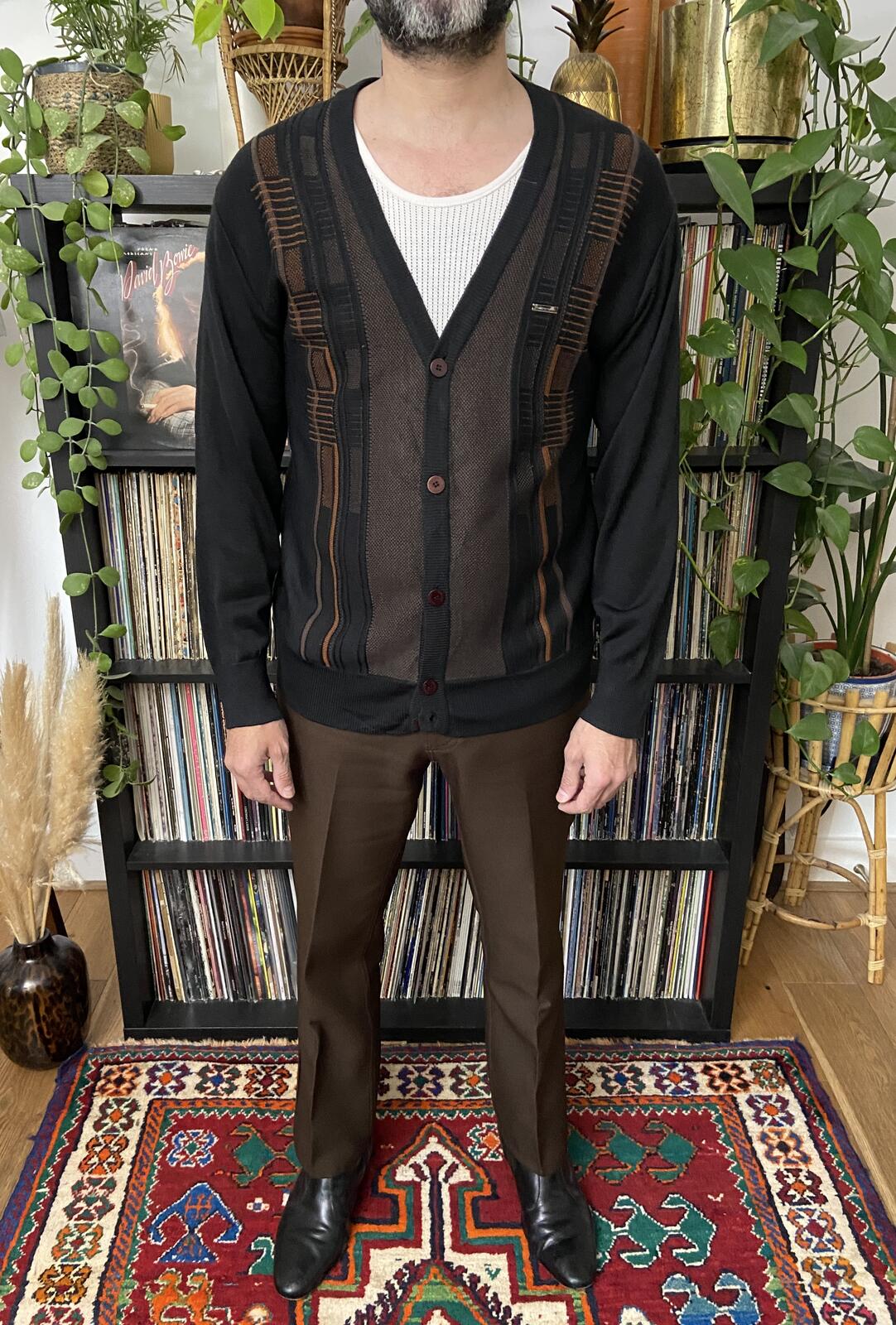 Vintage 1980s Black & Brown Crocodile Cardigan