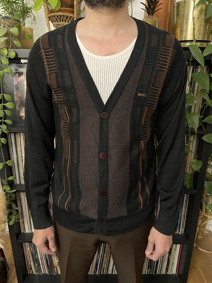 Vintage 1980s Black & Brown Crocodile Cardigan
