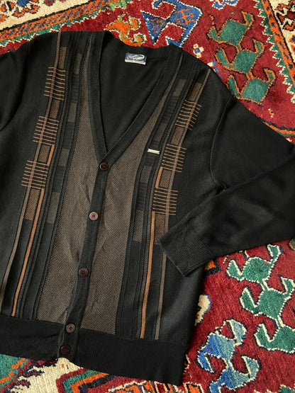 Vintage 1980s Black & Brown Crocodile Cardigan