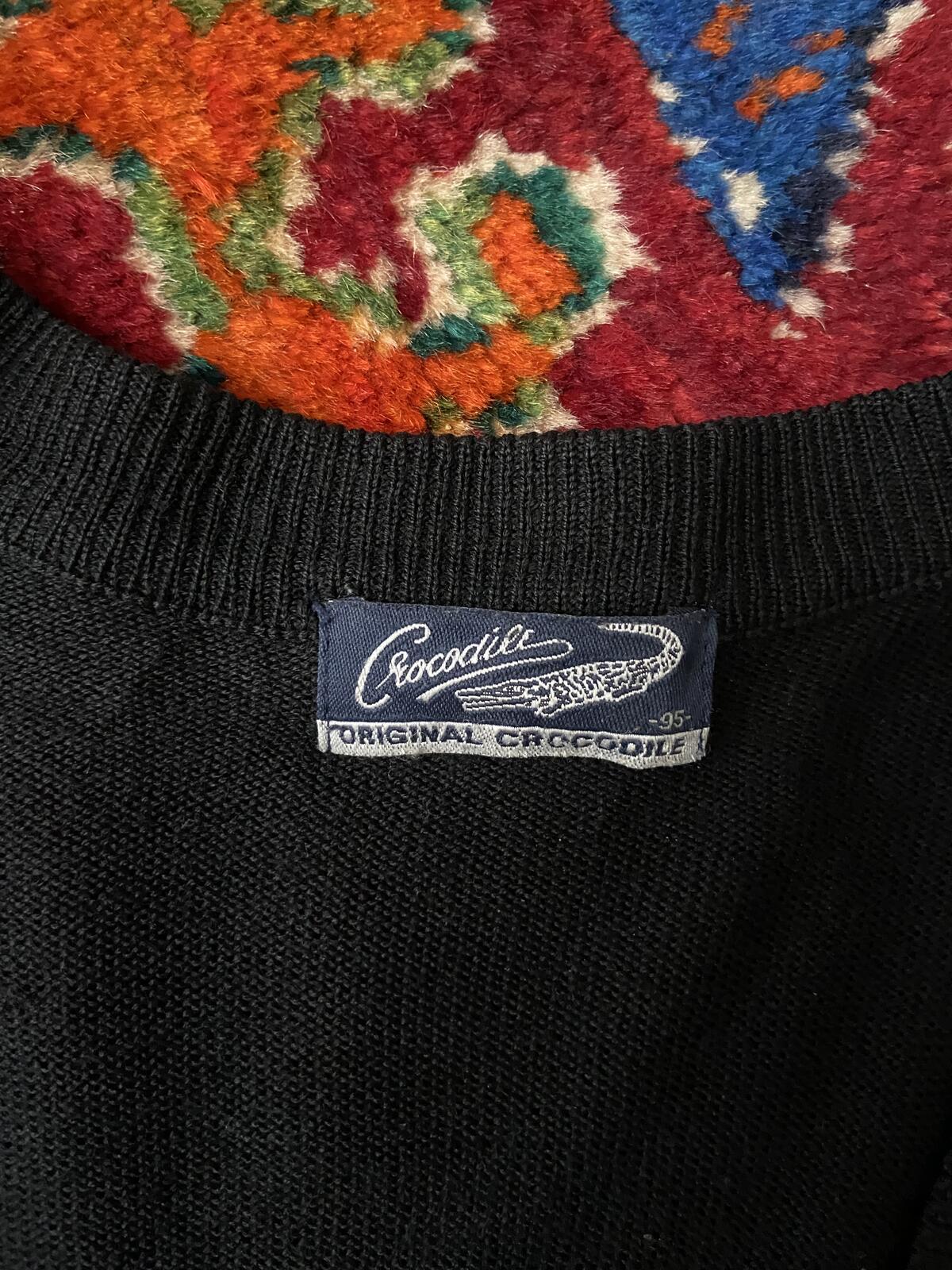 Vintage 1980s Black & Brown Crocodile Cardigan