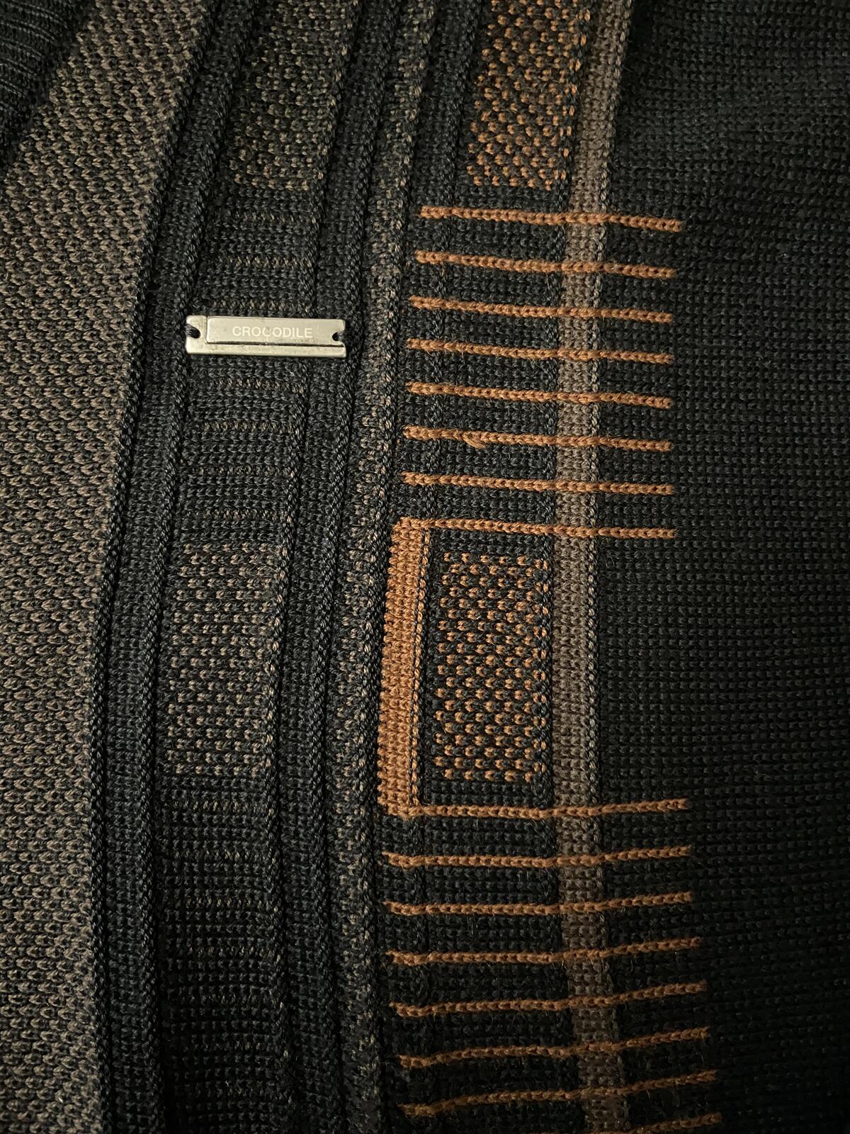 Vintage 1980s Black & Brown Crocodile Cardigan
