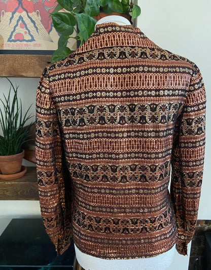 Vintage 1970s Metallic Dagger Collar Shirt