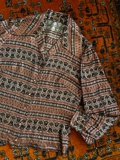 Vintage 1970s Metallic Dagger Collar Shirt
