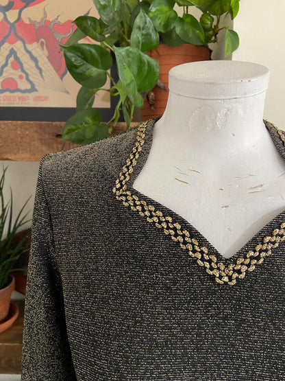 Vintage 1980s Gold Black Lurex Top