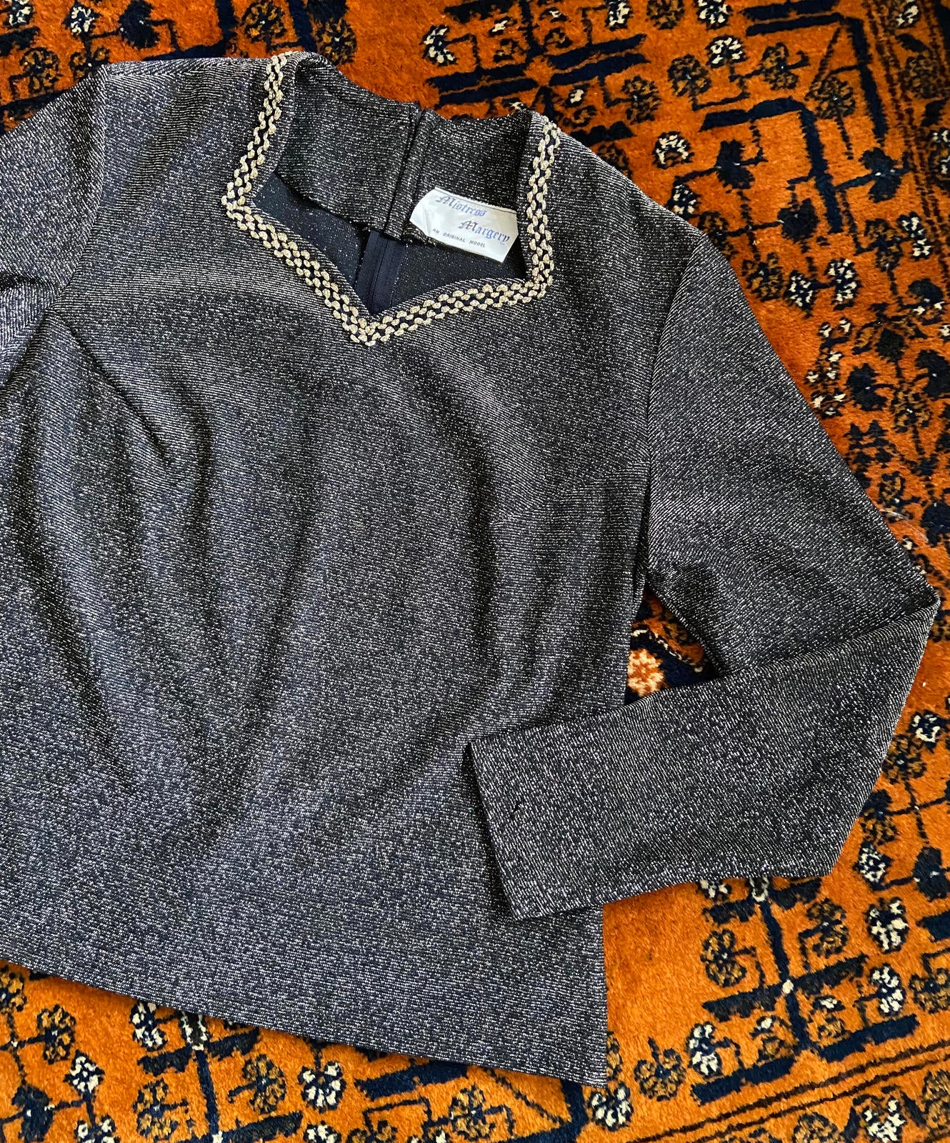 Vintage 1980s Gold Black Lurex Top