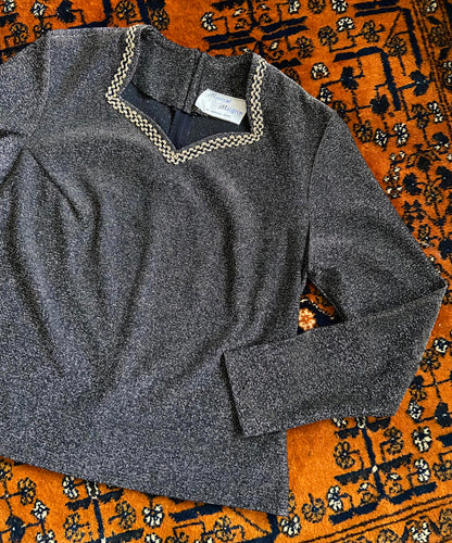 Vintage 1980s Gold Black Lurex Top
