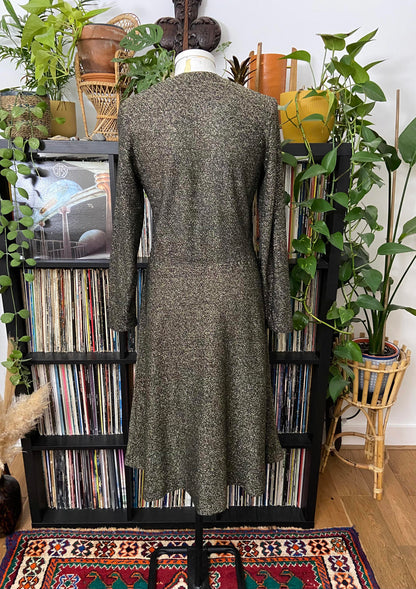 Vintage 1970s Gold Black Lurex Dress