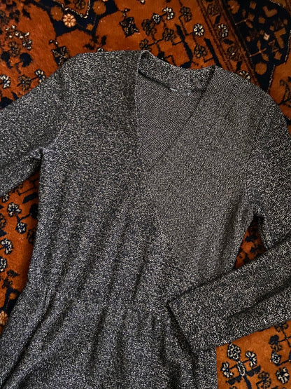 Vintage 1970s Gold Black Lurex Dress