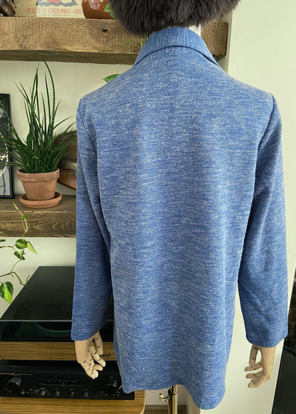 Vintage 1970s Blue Textured Dagger Collar Shirt