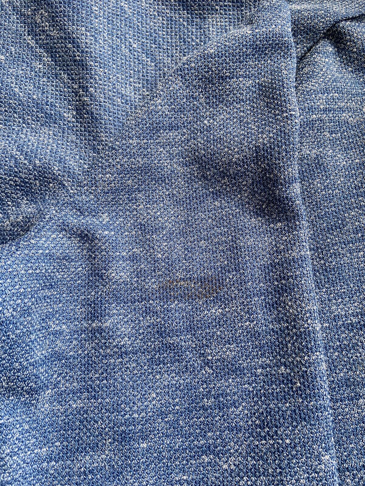 Vintage 1970s Blue Textured Dagger Collar Shirt