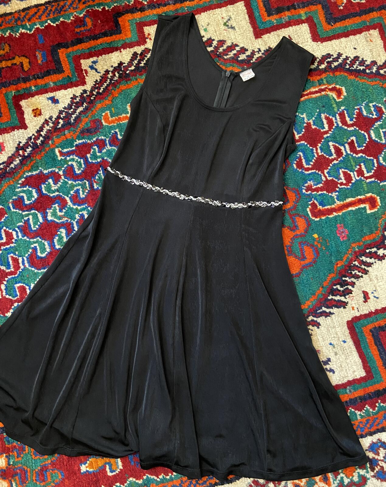 Vintage 1970s Black Mini Disco Dress