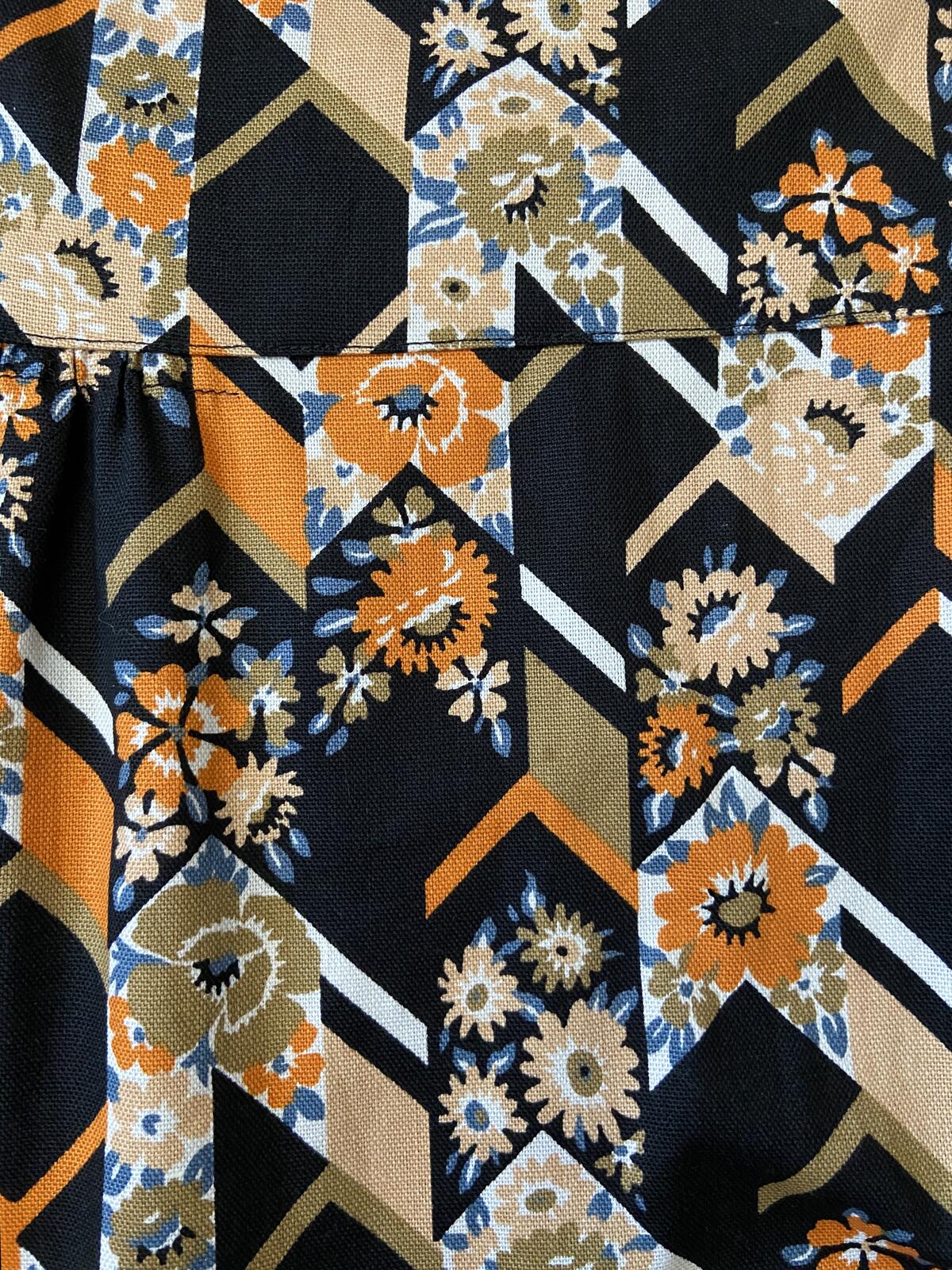 Vintage 1970s Orange Floral Maxi Dress