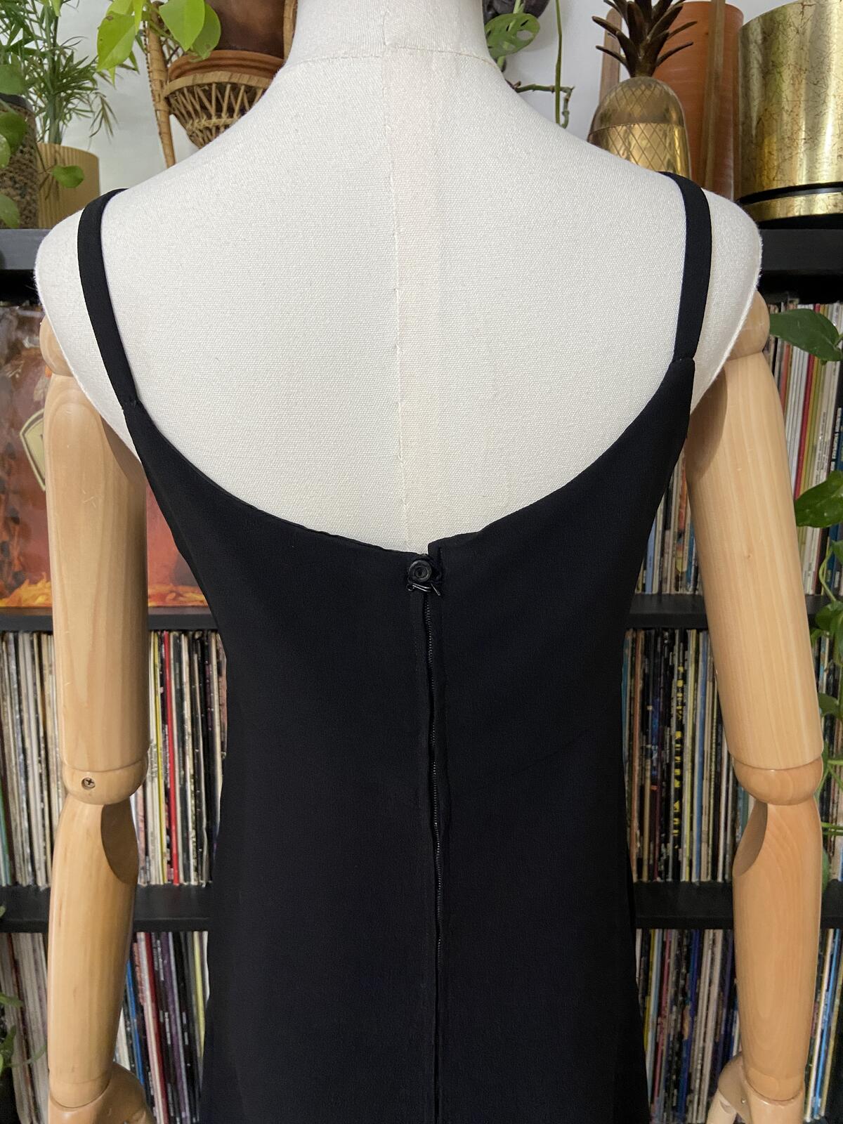 Vintage 1960s Black Orange Embroidered Maxi Dress
