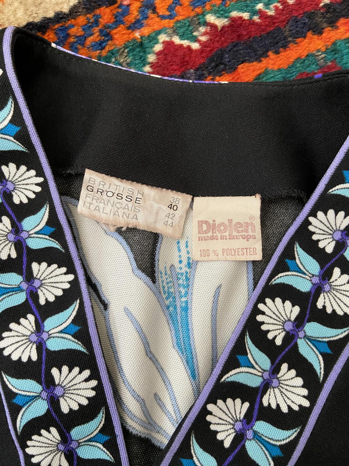 Vintage 1970s Blue Floral Sleeveless Maxi Dress