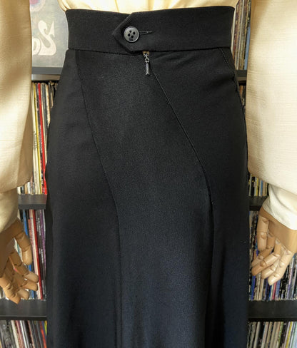 Vintage 1970s Black Bias Cut Maxi Skirt