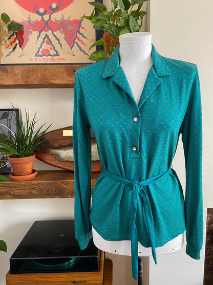 Vintage Italian Green Paisley Tie Top
