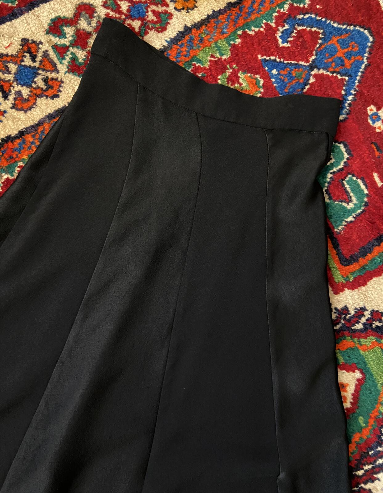 Vintage 1970s Black Bias Cut Maxi Skirt