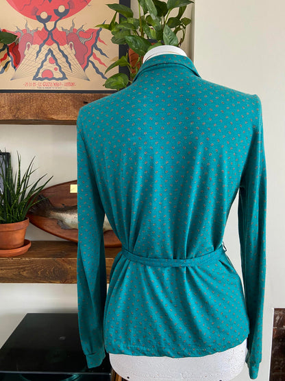 Vintage Italian Green Paisley Tie Top