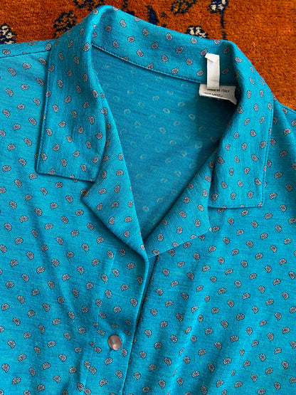Vintage Italian Green Paisley Tie Top