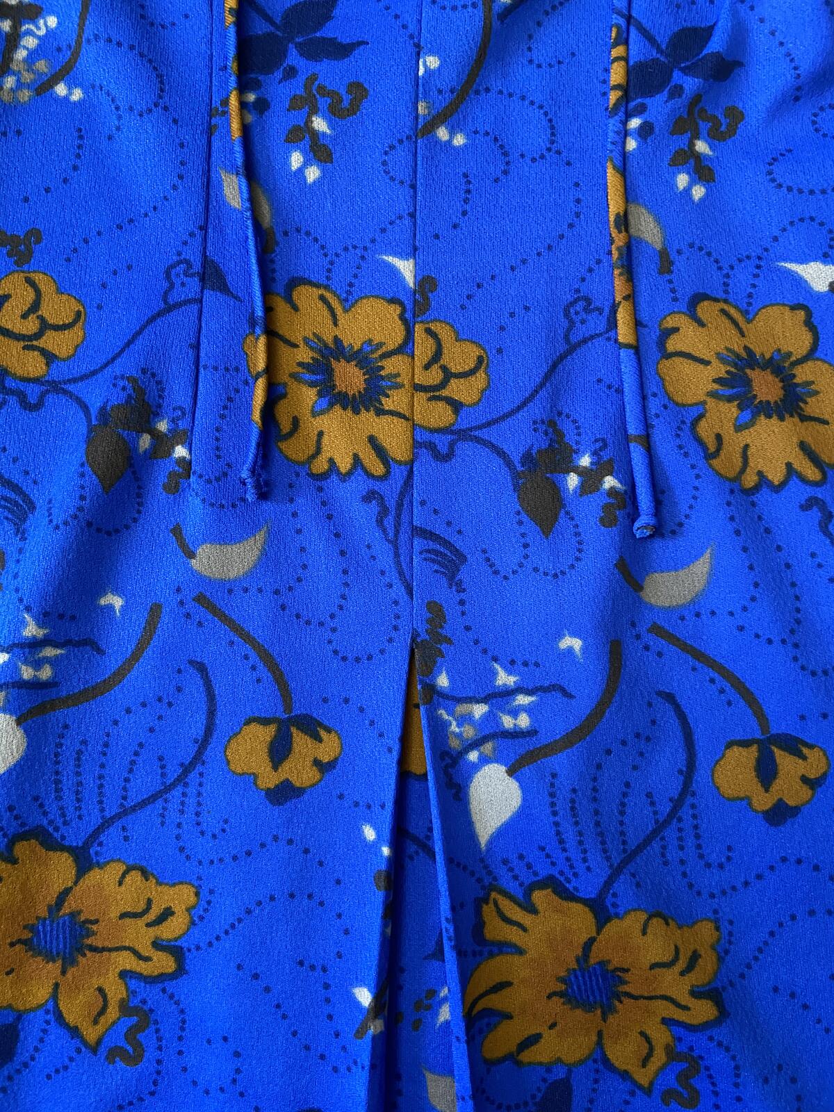 Vintage 1970s Royal Blue Brown Dress