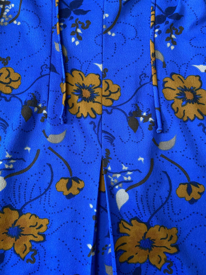 Vintage 1970s Royal Blue Brown Dress