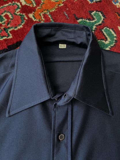 Vintage 1970s Navy Dagger Collar Shirt