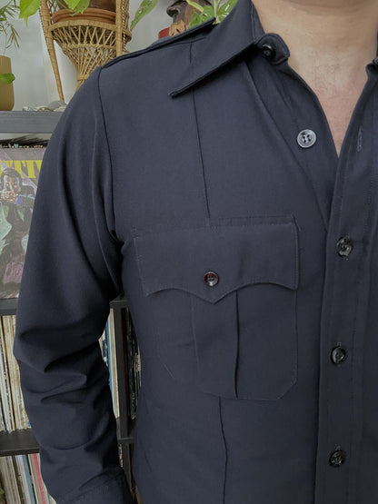 Vintage 1970s Dark Navy Epaulettes Shirt
