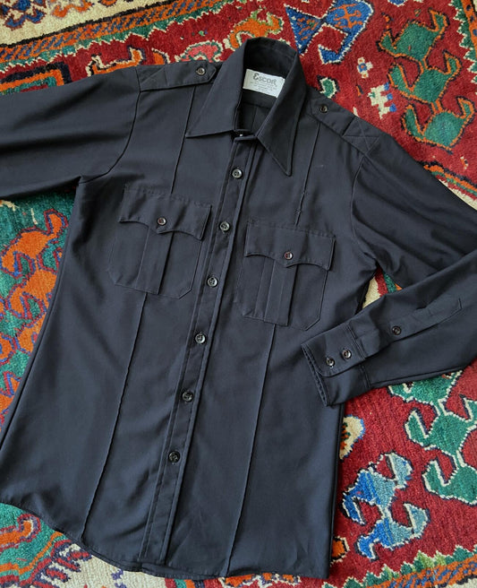 Vintage 1970s Dark Navy Epaulettes Shirt