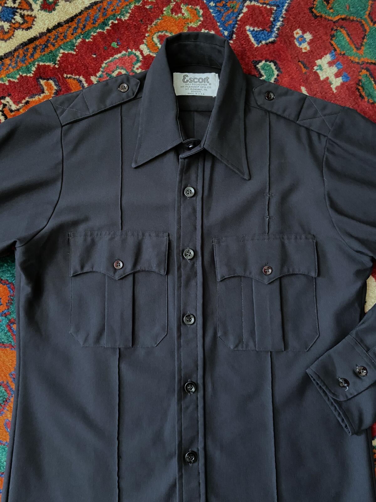 Vintage 1970s Dark Navy Epaulettes Shirt