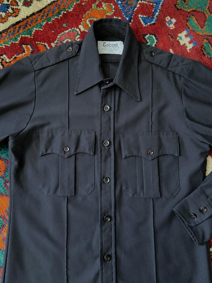 Vintage 1970s Dark Navy Epaulettes Shirt