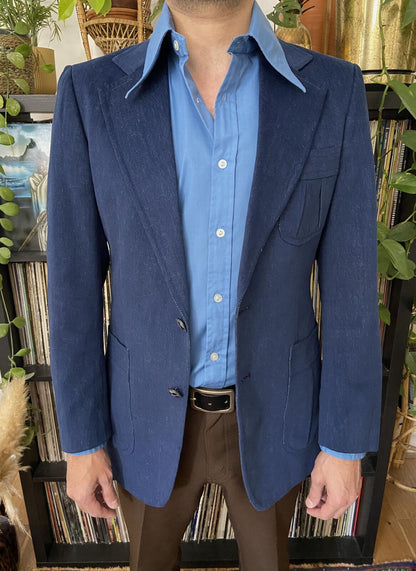 Vintage 1970s Navy Blazer Denim Jacket