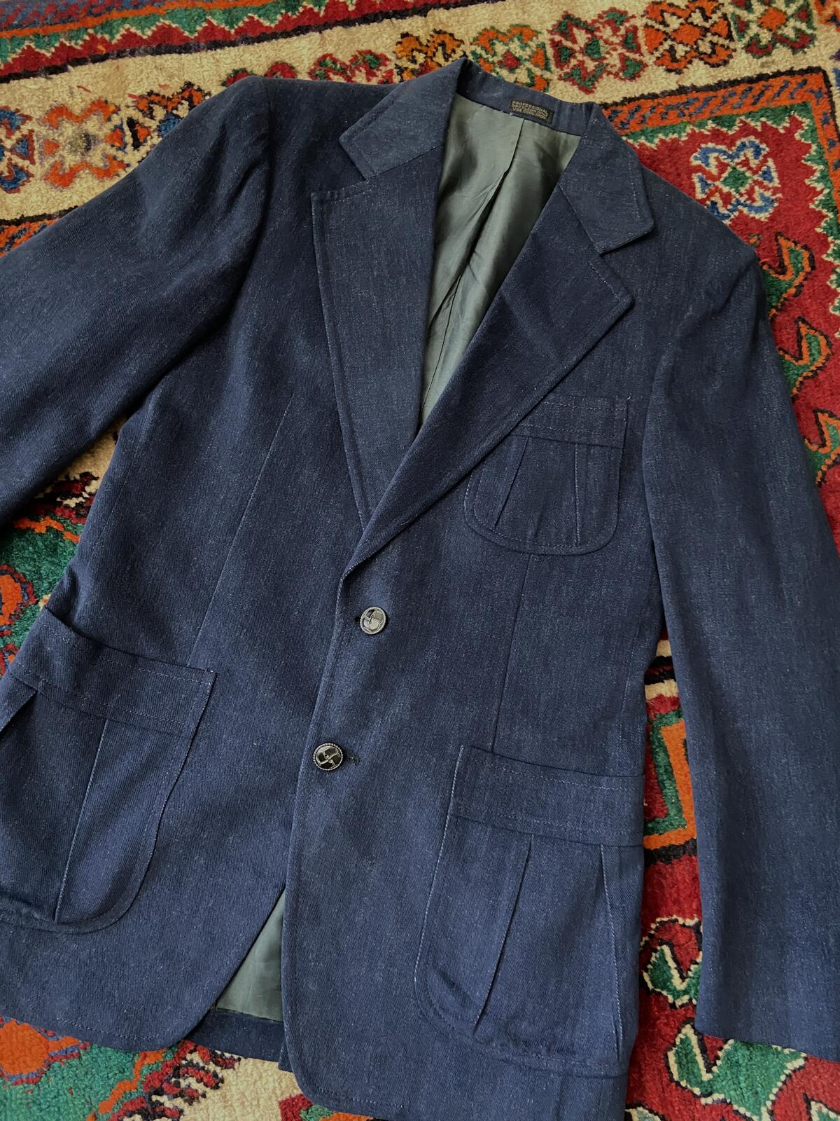 Vintage 1970s Navy Blazer Denim Jacket