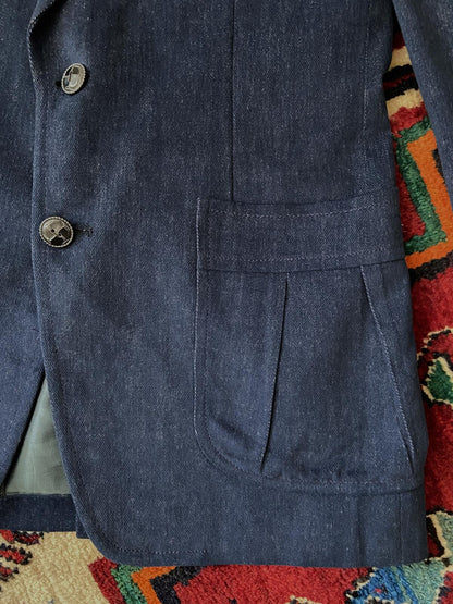 Vintage 1970s Navy Blazer Denim Jacket