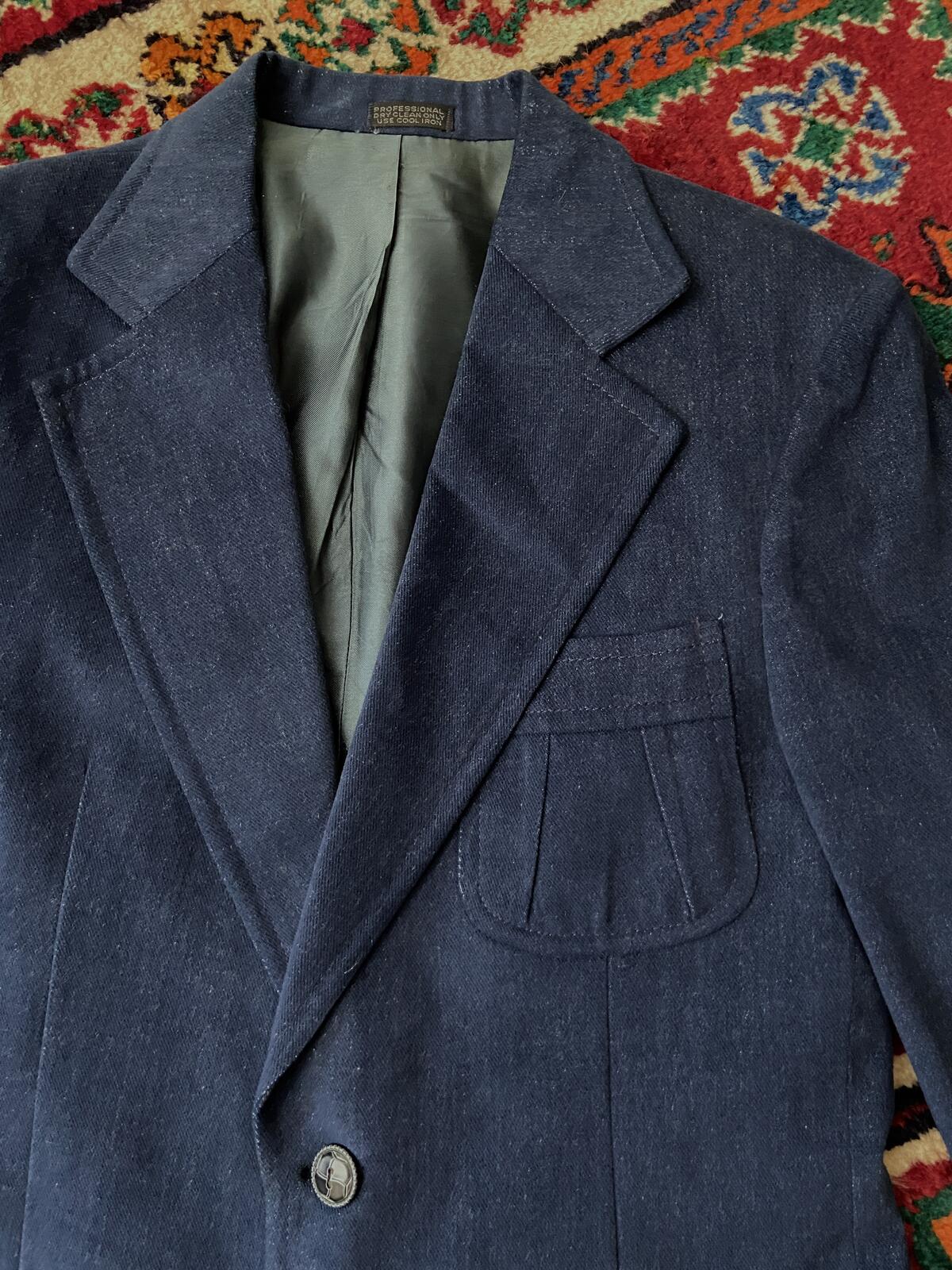 Vintage 1970s Navy Blazer Denim Jacket