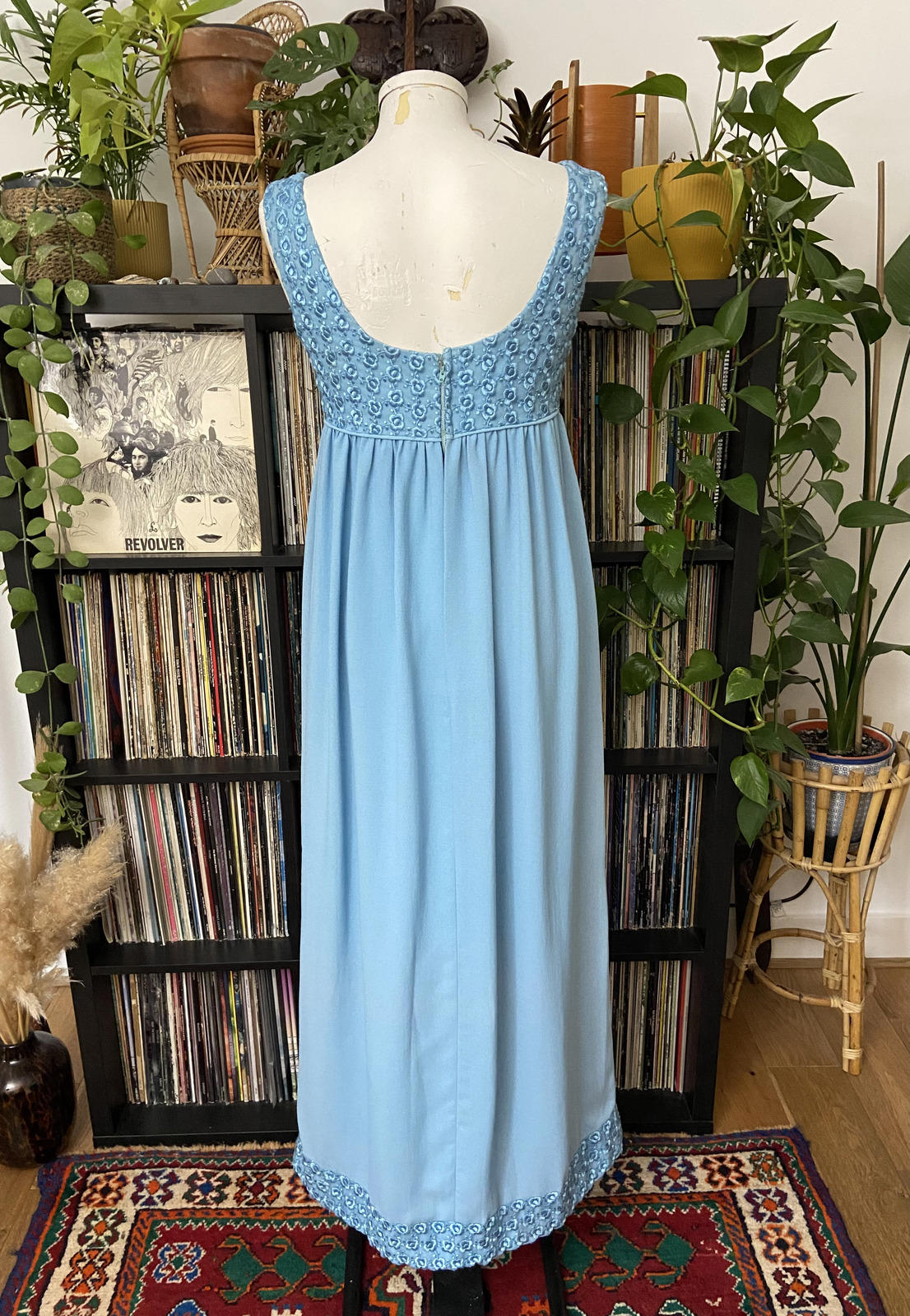 Vintage 1960s Blue Empire Waist Couture Dress