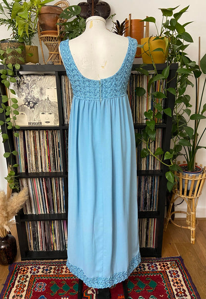 Vintage 1960s Blue Empire Waist Couture Dress