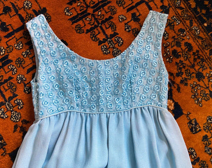 Vintage 1960s Blue Empire Waist Couture Dress