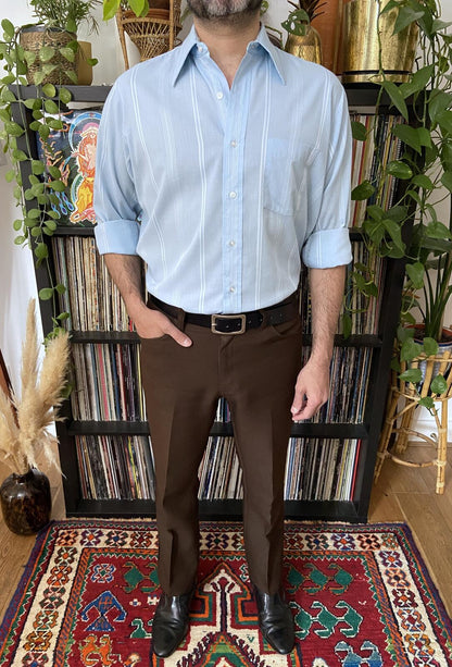 Vintage 1970s Blue Woven Stripe Shirt