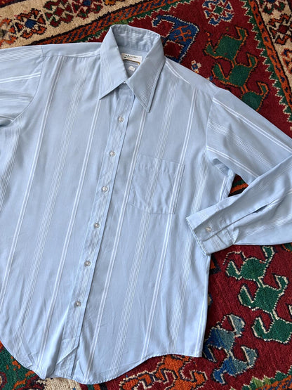 Vintage 1970s Blue Woven Stripe Shirt