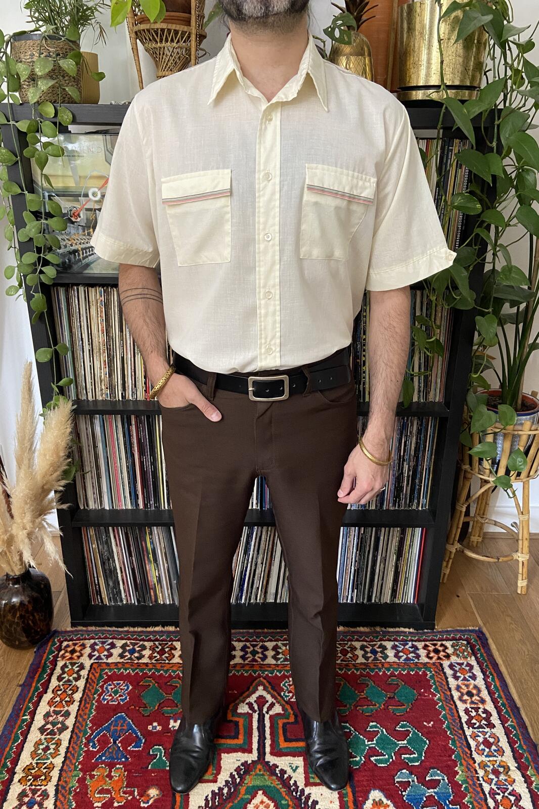 Vintage 1970s Cream Short Sleeved Shirt
