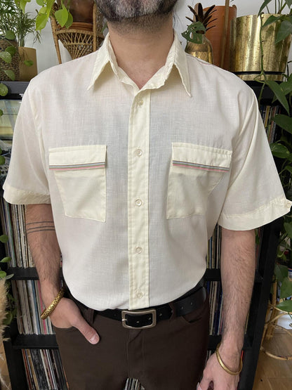 Vintage 1970s Cream Short Sleeved Shirt